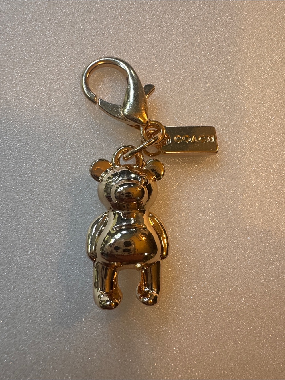 Coach 3D Gold Teddy Bear Bag Charm